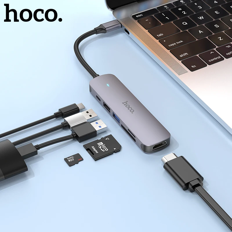 Hoco USB C HUB Type C to USB 3.0 2.0 Adapter PD60W Dock For MacBook Pro Accessories HDMI-Compatible USB-C Splitter 4K 30HZ HDTV