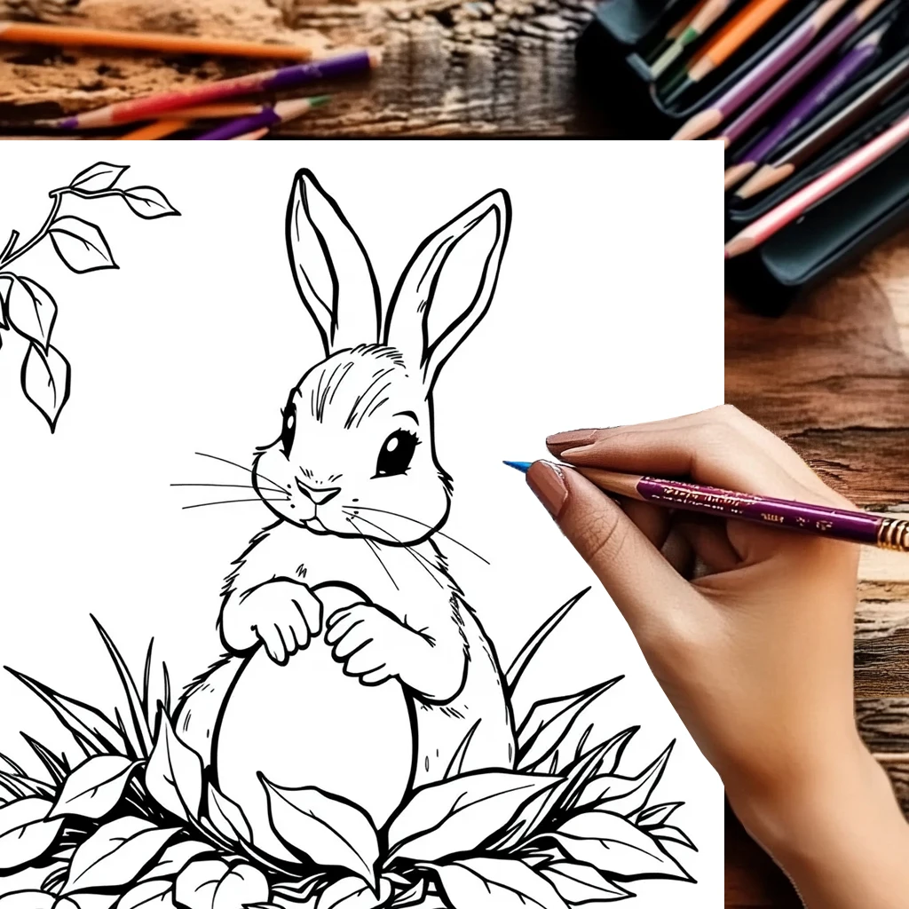 大人向けイースターバニー塗り絵 |   28ページの塗り絵、クリスマスや感謝祭のための画材