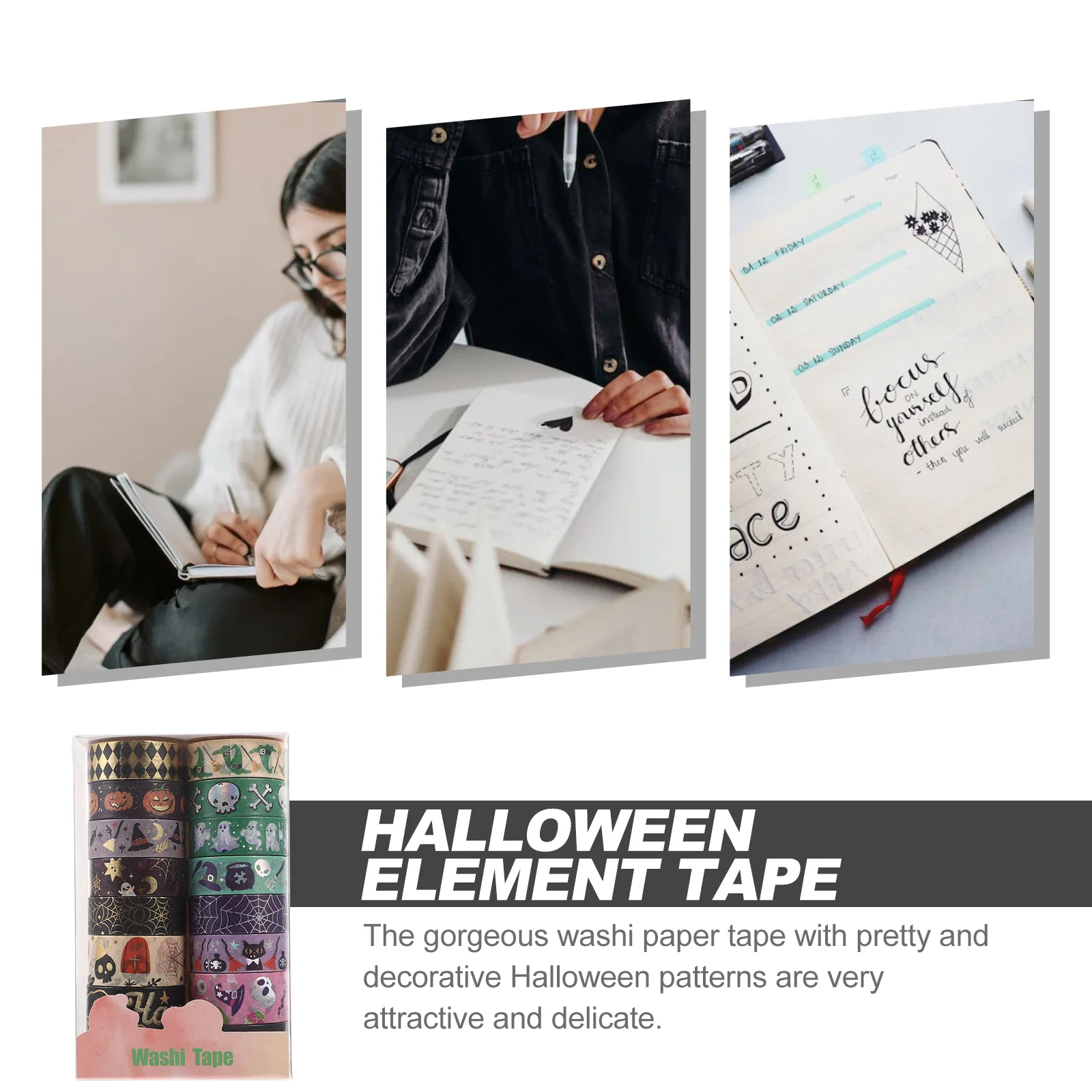 16 pçs washi fita decorativa de halloween para scrapbook suprimentos planejador adesivo notebooks fitas adesivas fixadores