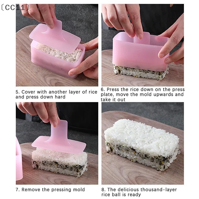 [[CC11] الصحافة الغذاء مستطيلة صانع قوالب السوشي أونيجيري كرة الأرز مجموعة غير عصا السوشي كيت عدد وأدوات المطبخ بينتو اكسسوارات