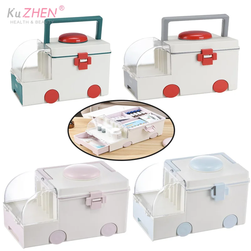 

Plastic Portable Ambulance Medicine Storage Box Large Capacity Household Medicine Medical Classification Sundries Storage Boxs