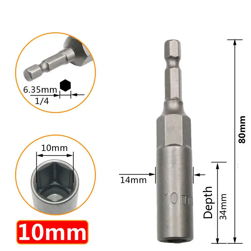 Imagem -06 - Deep Hex Conjunto Soquete Hex Shank Drive Soquete Elétrico Cabeça para Impacto Porca Parafuso Brocas Chaves de Fenda Bits 34 mm Profundo Pcs