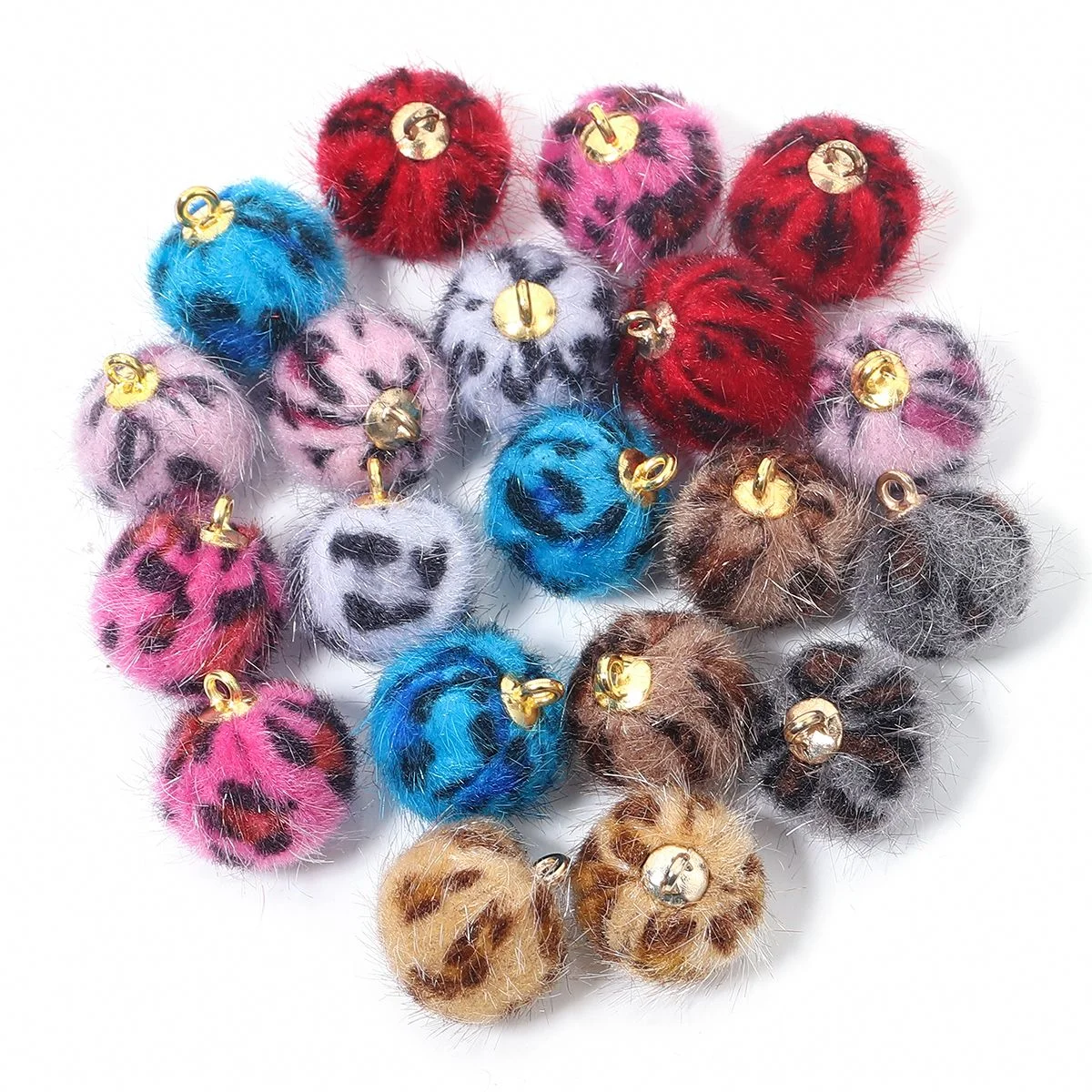 20Pcs/Lot 16mm Leopard Print Fur Ball For Handmade DIY Craft Knitting Wool Clothing Scarf Making Decoration Accessories