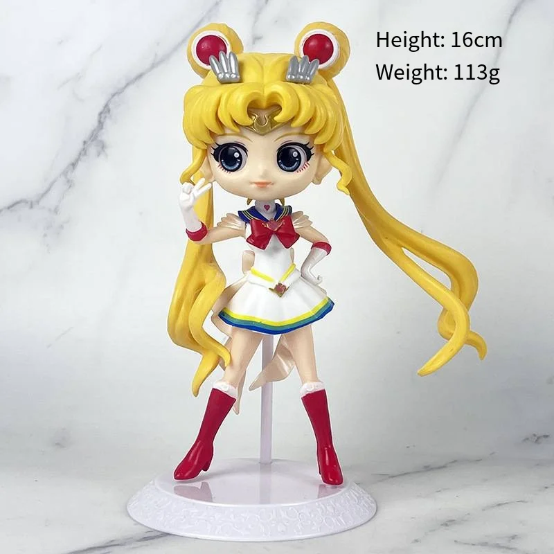 Kawaii Anime Sailor Moon Figures Tsukino Usagi Chibiusa Figur Pvc Toy Model Hand Made Anime Dolls Toys Gifts for Kid