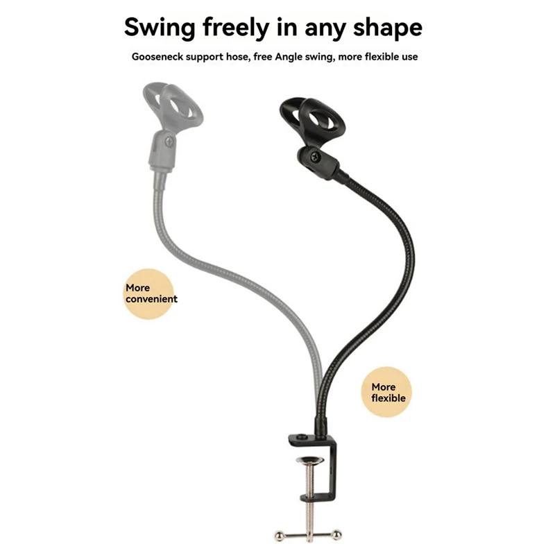 B03B-Desktop Microphone Stand Gooseneck Universal Hose 360 Degree Flexible Function Live Microphone Stand