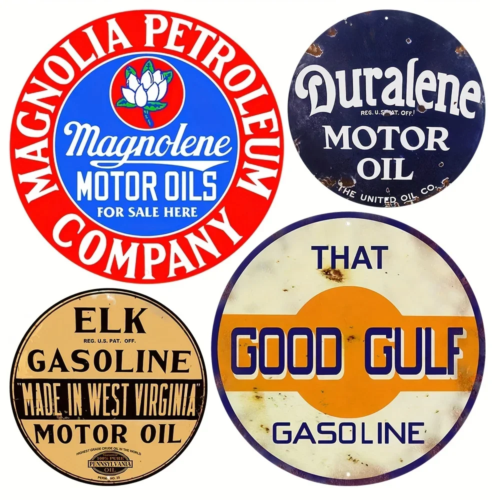 1pcs US Motor Oil Sign Vintage Round Metal Tin Sign Motor Oil Nostalgic Art Poster Retro Plate Garage Bar Pub Home Decor