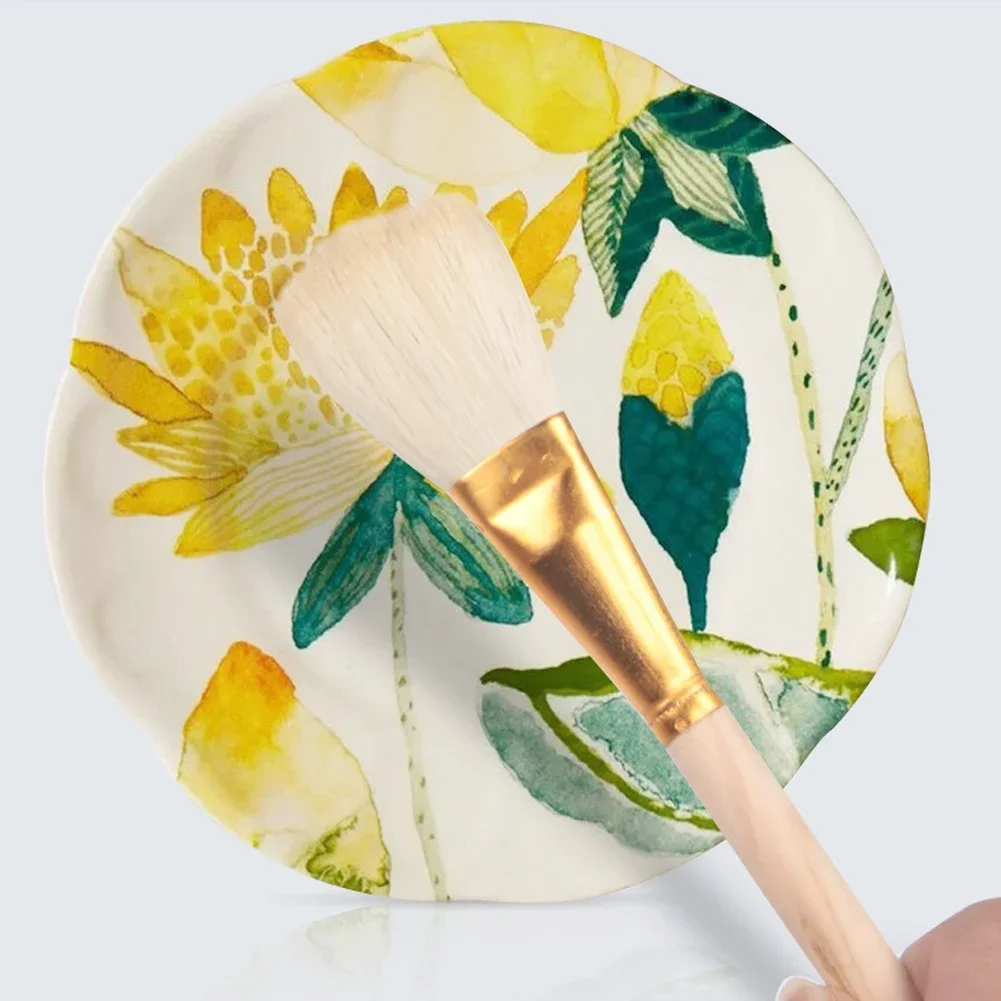 DIY Ceramic Large-area Coloring Brush Glaze Hydration Tool Pottery Soft Hair Fan-shaped Brush Good Water Absorption