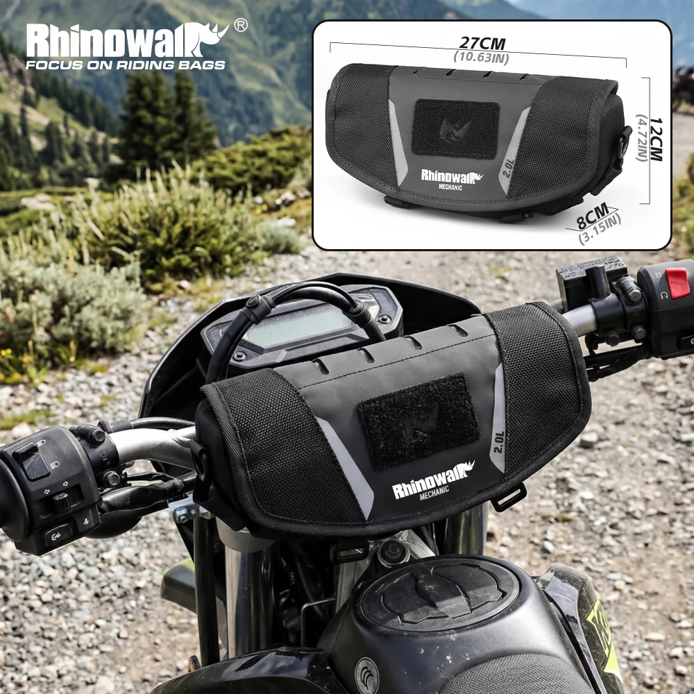 

Водонепроницаемая сумка на руль мотоцикла Rhinowalk, 2 л, универсальная, для велосипедов, путешествий, телефона, аксессуары для мотоциклов, для бездорожья и ADV