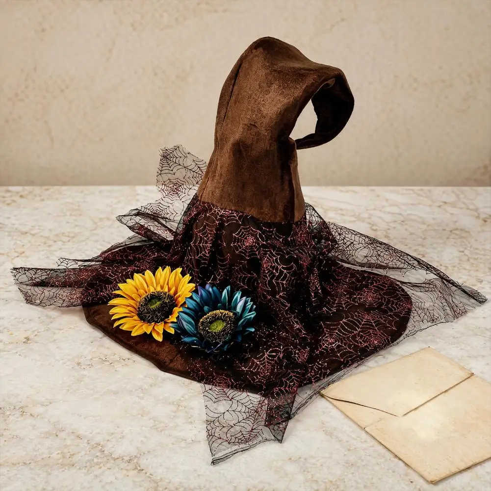 Elegant Dark Witch Hat,Party Cosplay Costume Headgear Devil Cap for Halloween Party,Foldable Wizard Cosplay Headgear