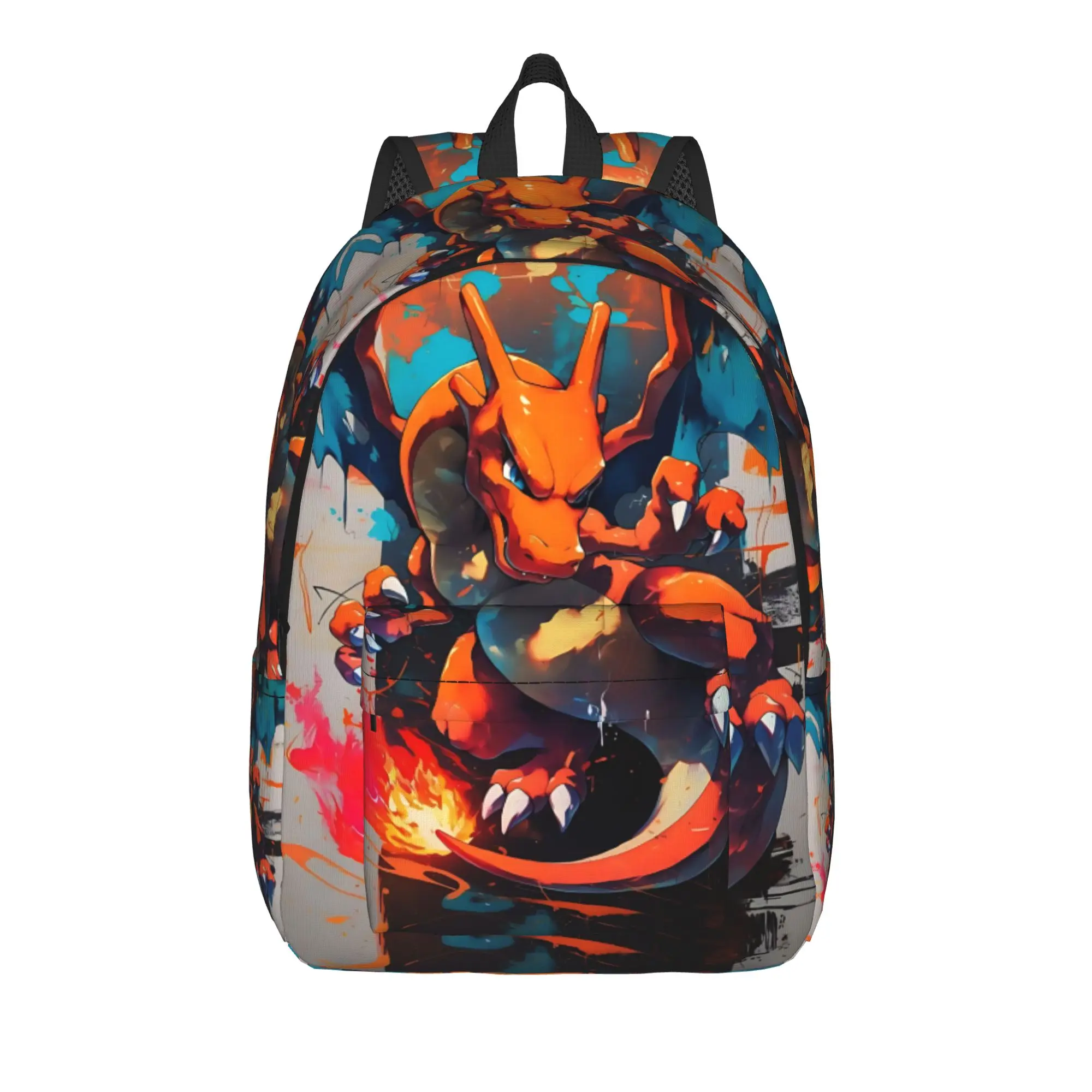 Модный рюкзак с тематикой покемонов Charizard Fire Blast, дизайн Harajuku, для работы и офиса, с застежкой-молнией