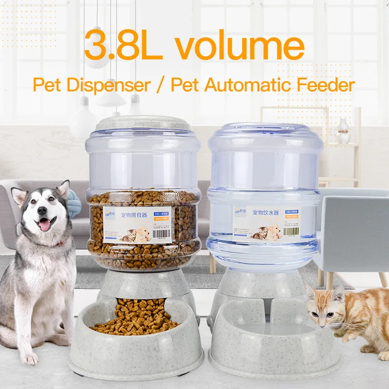 

Plastic Large Capacity Dog Pet Feeder Cat Small Dog Food Bowl Automatic Water Dispenser Cat Pets Feeding Bowls Drink Water Bowl