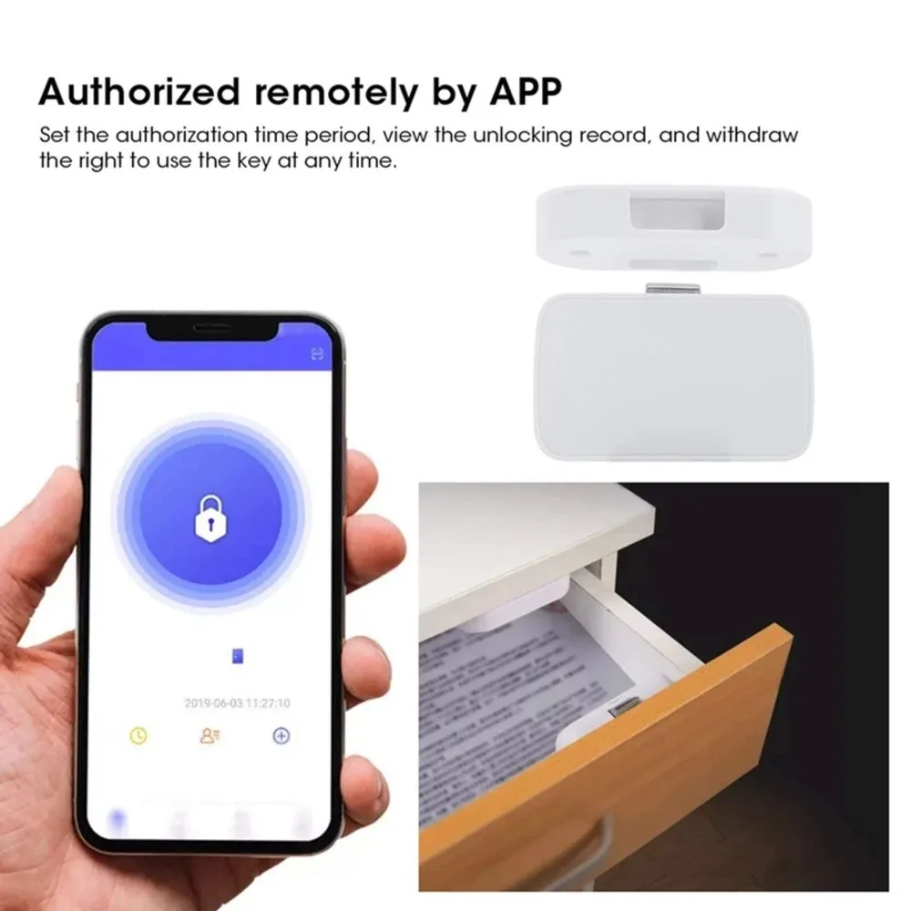 Tuya Smart Drawer Lock Bluetooth Lock Smart Home Security-Protection APP Wireless Keyless Unblanking Cabinet Privacy Lock Switch