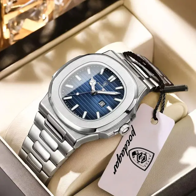 POEDAGAR Luxury Square Men Wristwatch Waterproof Luminous Date Stainless Steel Sports Male Clock Business Quartz Watches For Men POEDAGAR Luxury Square Men Wristwatch Waterproof Luminous Date Stainless Steel Sports Male Clock Business Quartz Watches For Men