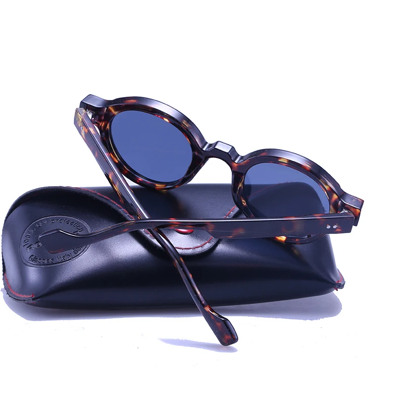 2024 Sunglasses Men Acetate Round Retro Designer Luxury Brand Original Handmade Eyeglasses Women UV400 Outdoor Sun Glasses