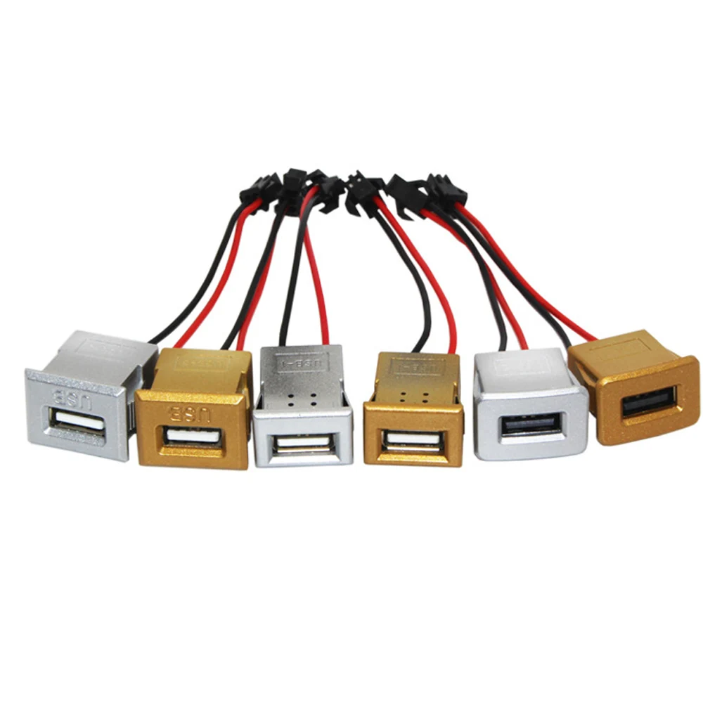 1pcs USB-3 golden white rcuate surface USB 2.0/3.0 5V 2A Socket Female to Female Jacks Panel Mounting Electronic Connectors