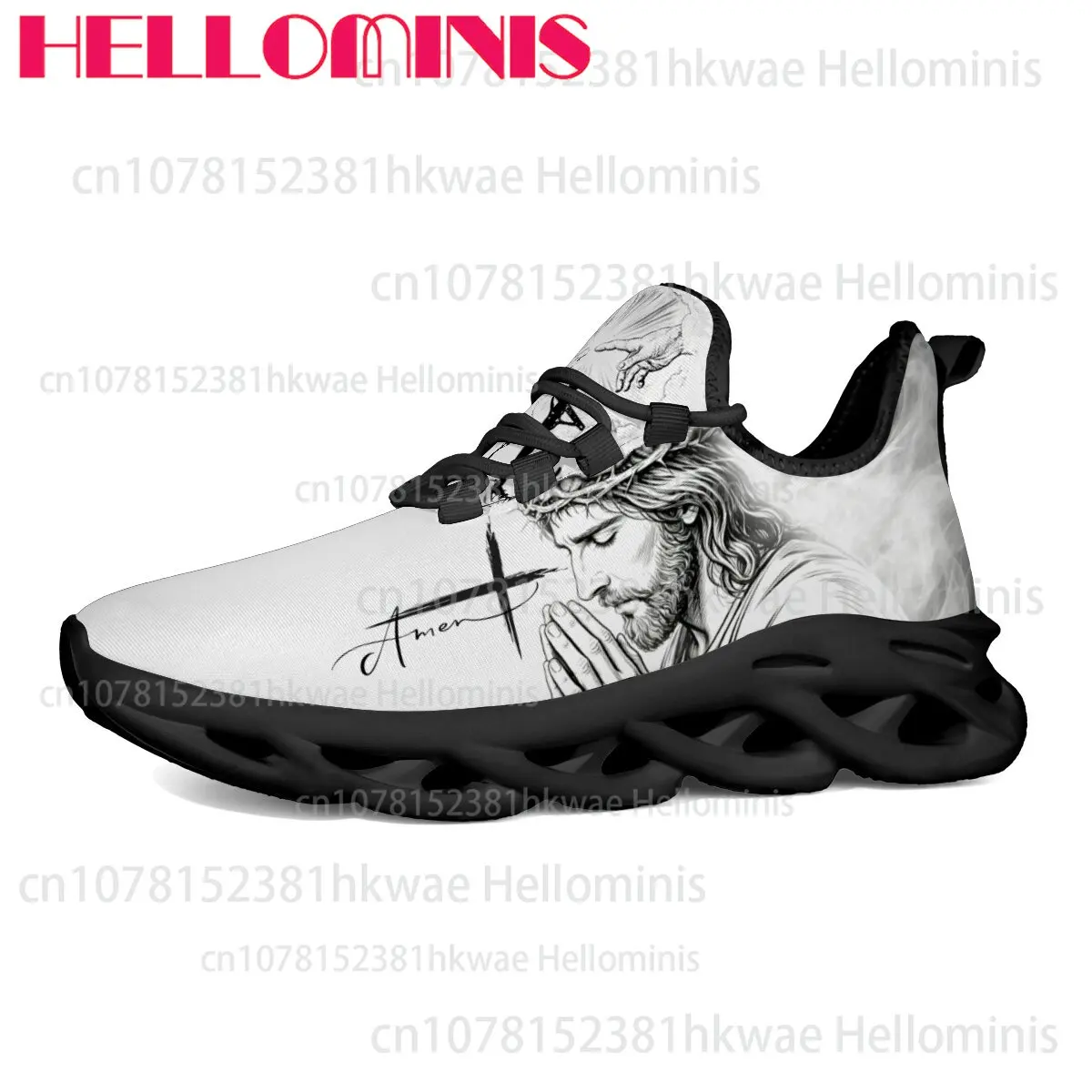 Jesus Unisex Adult High Quality Comfortable Wear-resistant Running Shoes Low Top Black White Pattern Men Women Casual Shoes Gift