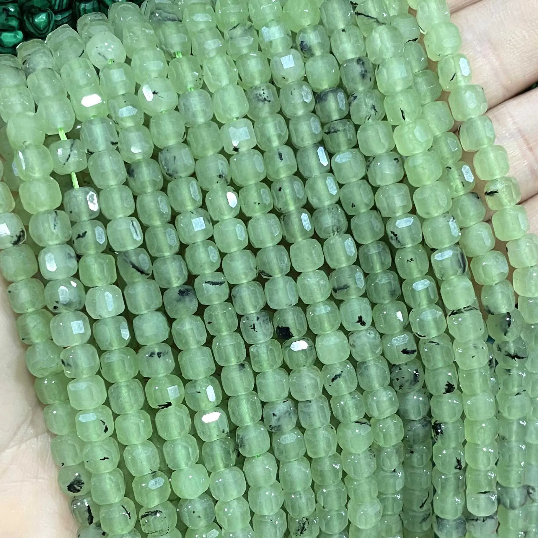 Faceted Natural Stone Square Quartz Agates Chalcedony Loose Spacer Beads for Jewelry DIY Making Bracelet Accessories 5-6MM