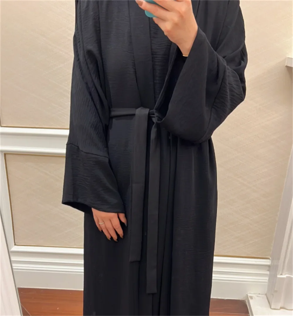 2 pezzi Set Ramadan Eid Donne musulmane Aperto Abaya Abito Abiti Dubai Turchia Caftano Kimono Cardigan Robe Jalabiya Abaya abbinato