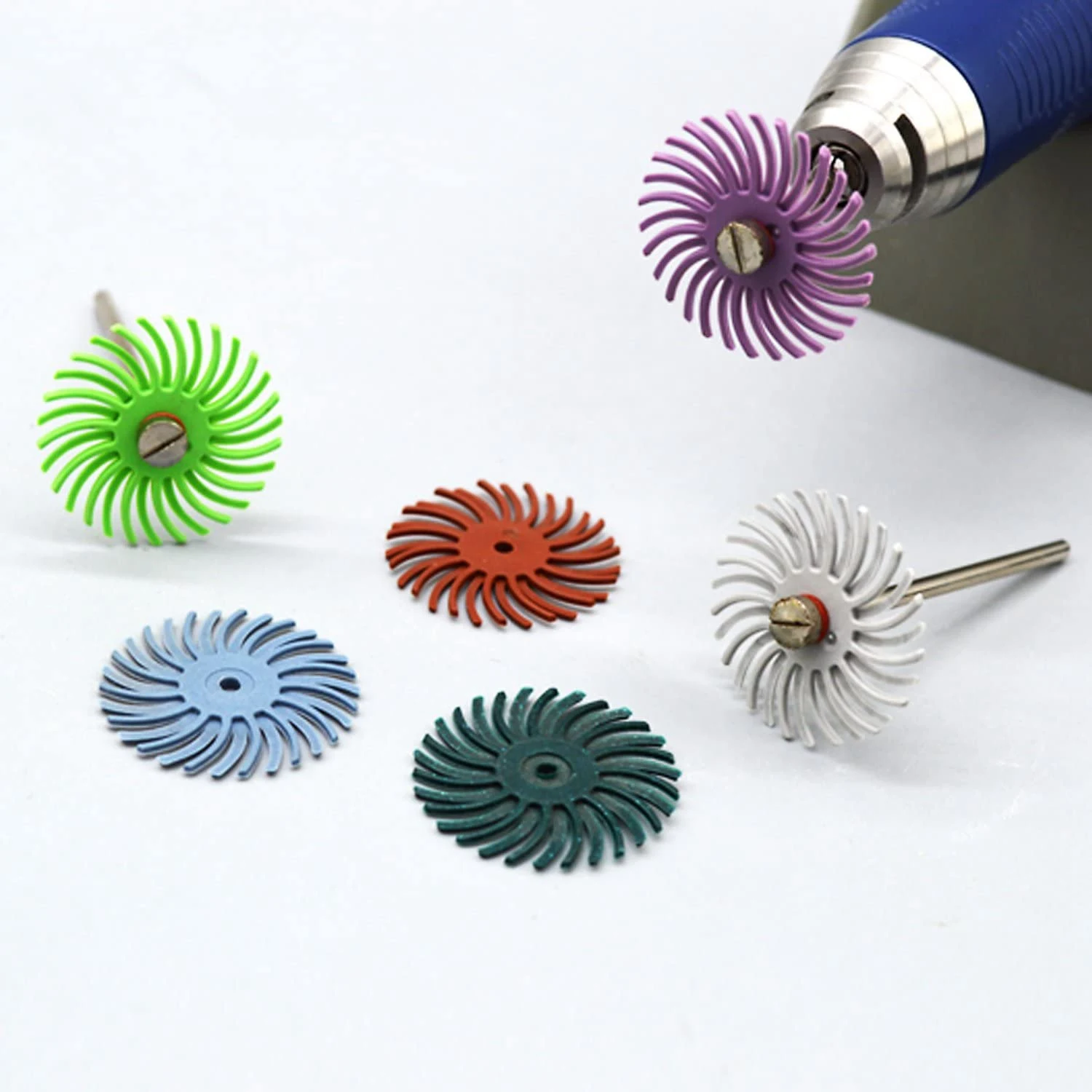 16PCS Abrasive Brush Wheel Radial Bristle Disc Mixed Buffing Wheel Brushes Set with 4x Mandrels for Rotary Dremel Tool