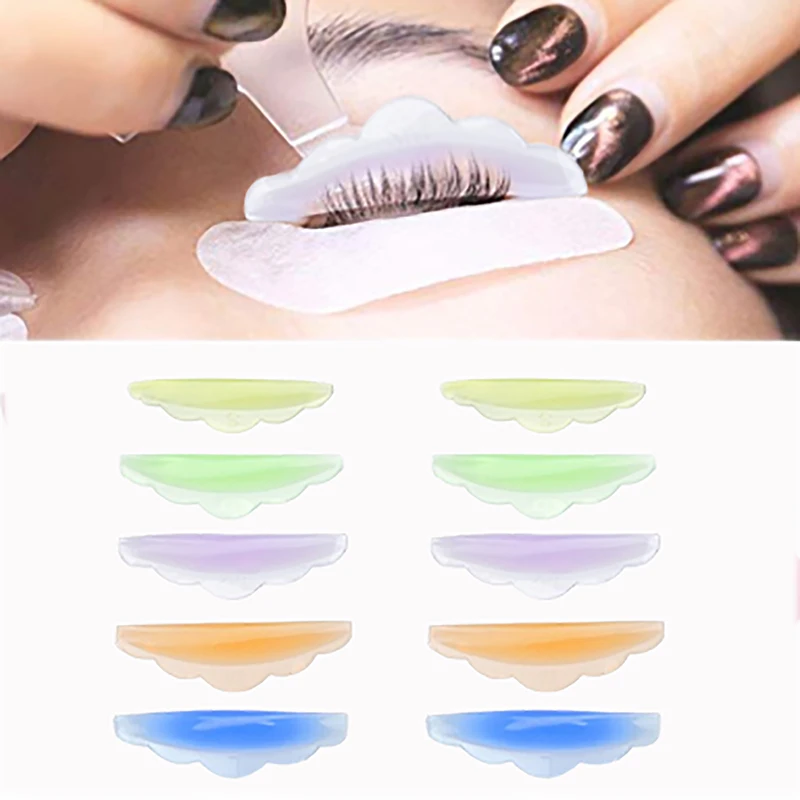 5 Pairs Silicone Eyelash Perm Pads Sticky Lashes Rods Shield Lifting 3D Color Mixing Eyelash Curler Accessories Applicator Tool