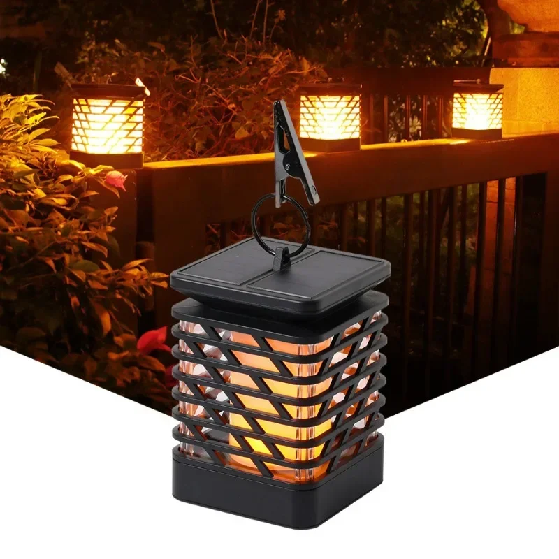 Solar Flame Lamp with 12 LEDs for Landscape Ground Insert Lawn Lamp Outdoor Courtyard Atmosphere Decorative Wall Lamp