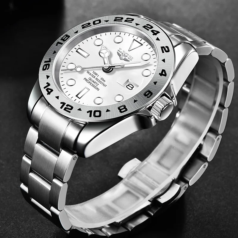 New Fashion LIGE Design Top Brand Luxury Quartz Man Watch Stainless Band Casual Sport Waterproof Auto Date Watches for Men Reloj