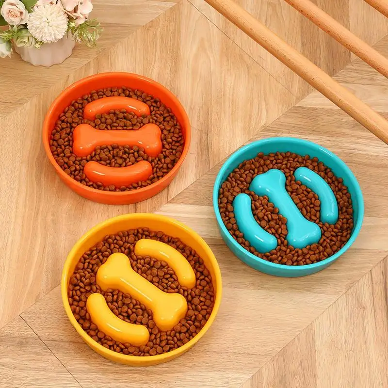 Slow Feeder Bowl For Cats Pet Cat Feeding Bowl Dog Slow Food Feeder Non-Slip Base Pet Slow Feeder Dish For Healthy Eating Diet