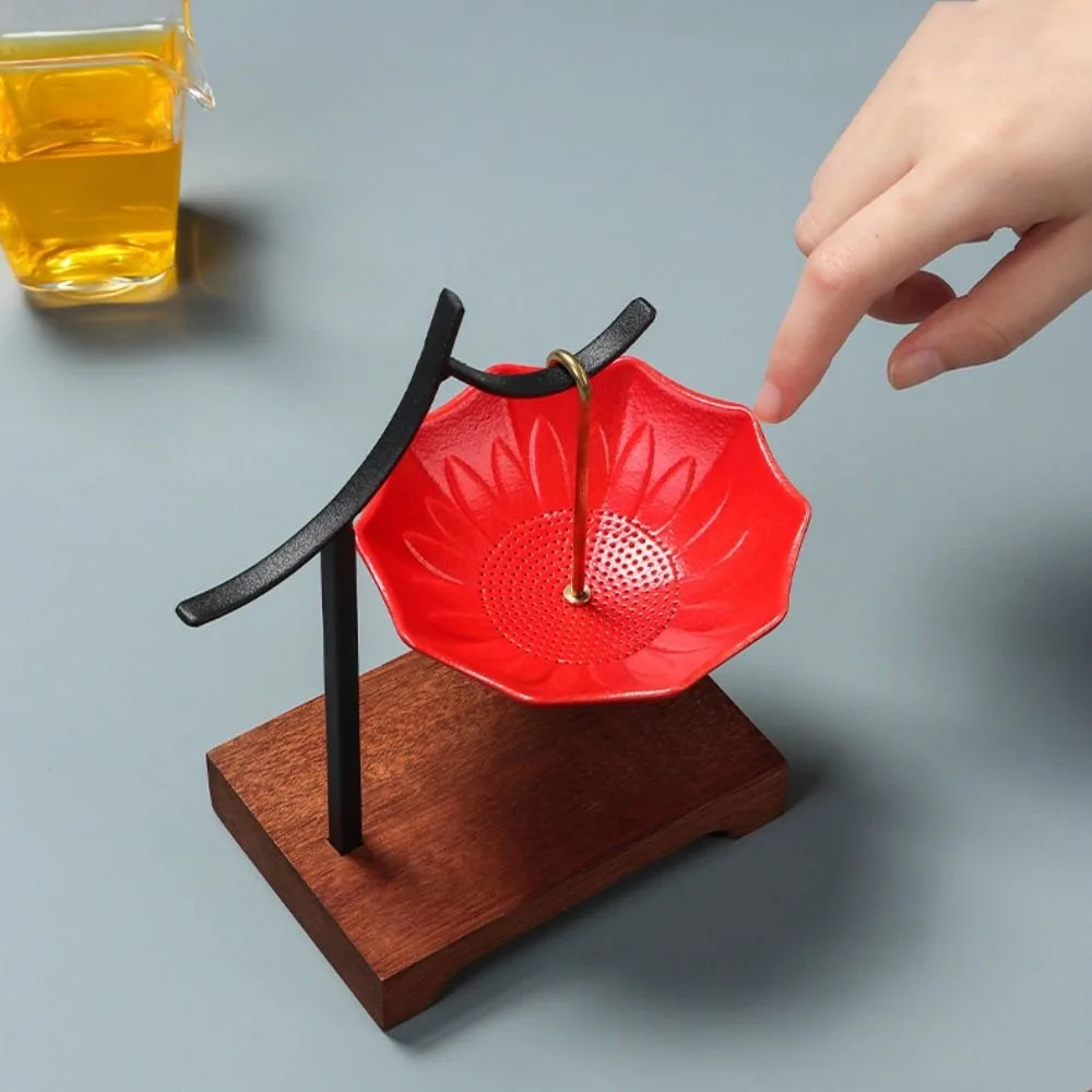 Creative Fine Mesh Ceramic Umbrella Tea Filter Solid Color Vintage Tea Infuser Integrated Tea Separation Filter Tea Room