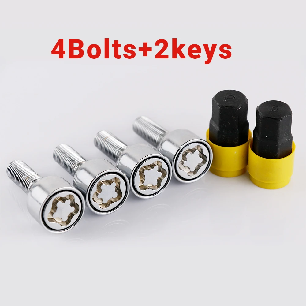 4+2 M12*1.5 High Quality Anti-theft Security Steel Wheel Lock Locking Lug Bolts 28mm Shank Fit BMW 1/3/5 series