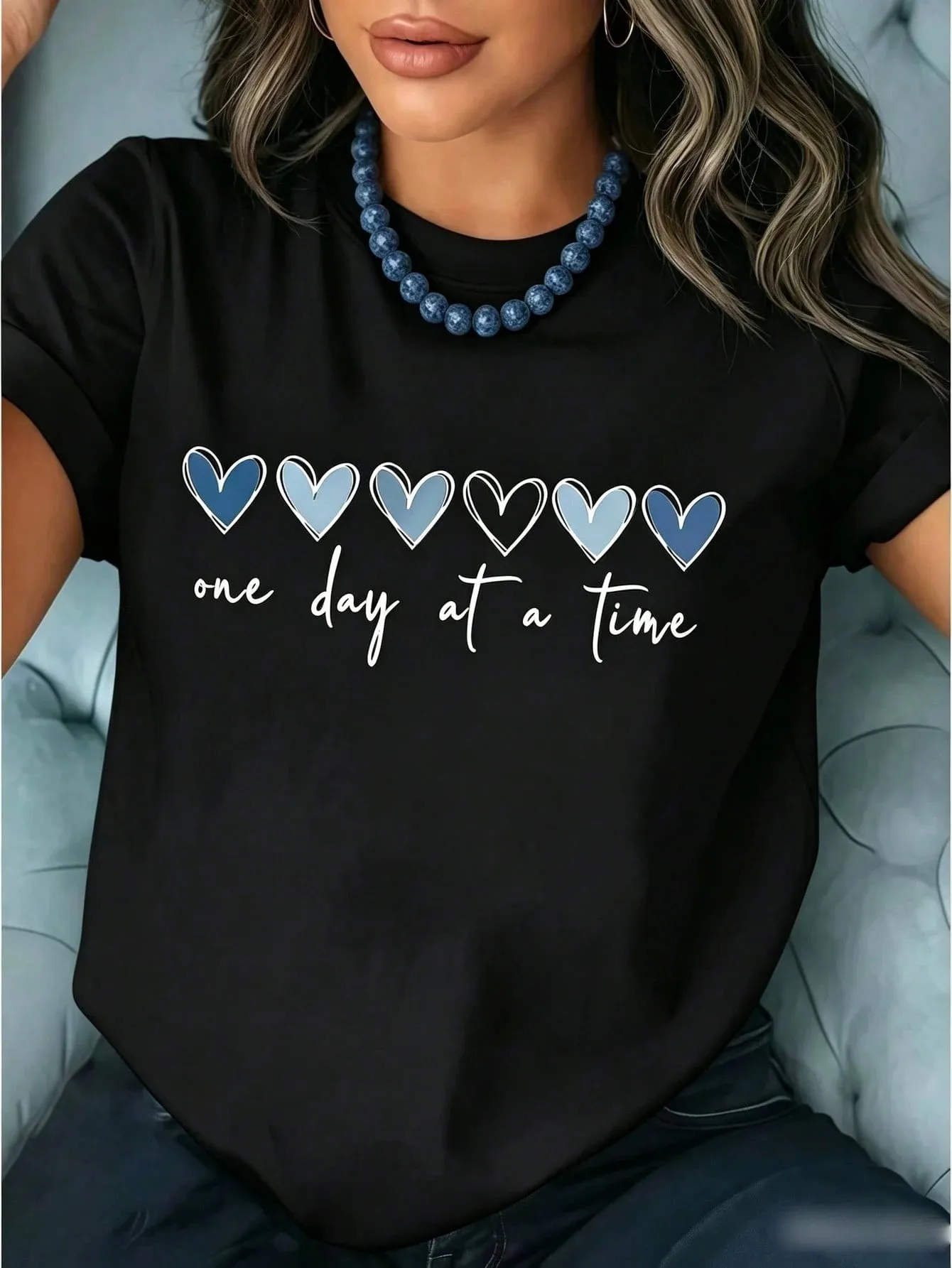 Heart Graphic T Shirt Inspirational Quote Print Casual Fashion Top Minimal Design Everyday Outfit Positive Vibe Streetwear Style