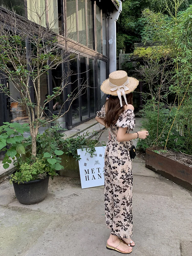 Zhang ei High Elastici Long Svel Floral Lace-Up Bal antung One-Piece Women's Summer Thin Long Overall Pants