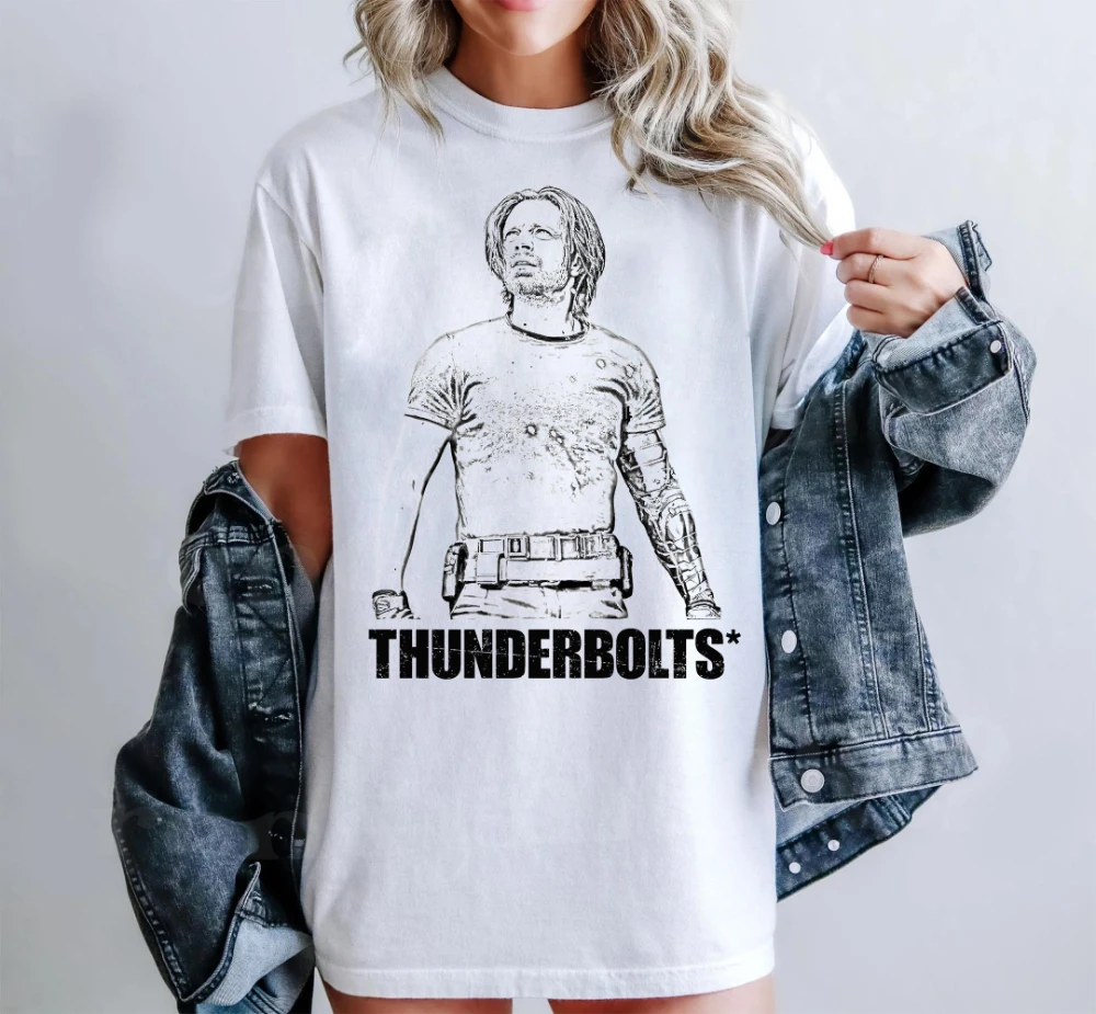 

Футболка Bucky Barnes Retro Thunderbolts Movie: футболка Winter Warrior унисекс из чистого хлопка, всесезонная уличная одежда с базовым слоем