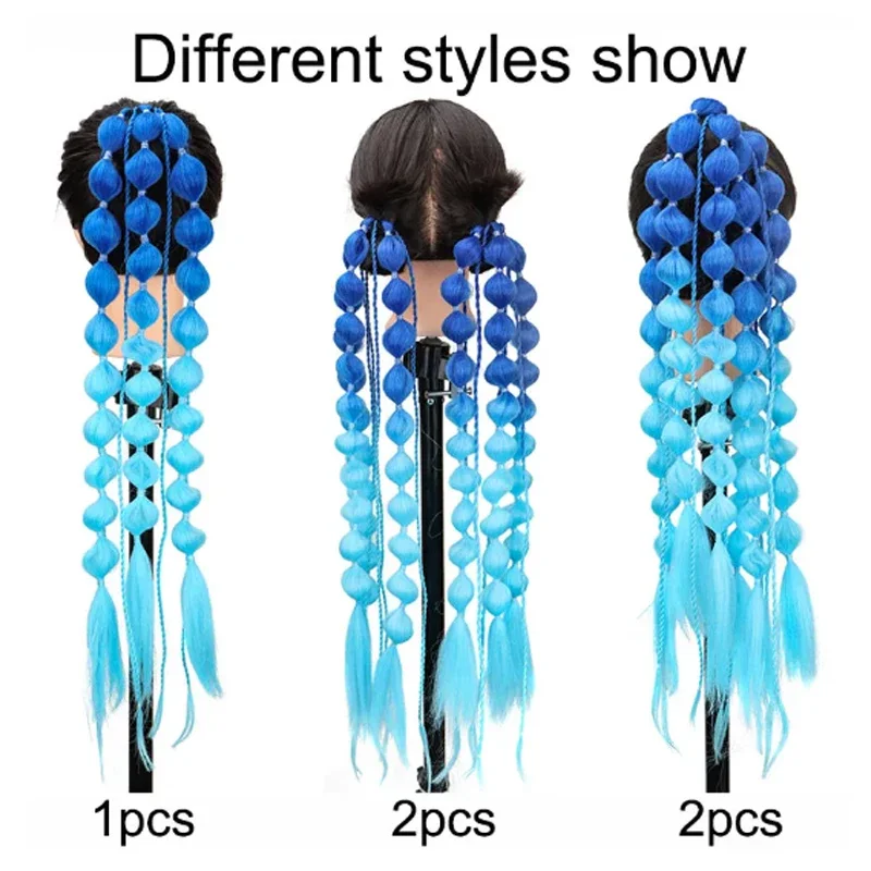 Synthetic Ponytail Extension Colorful Bubble Braid