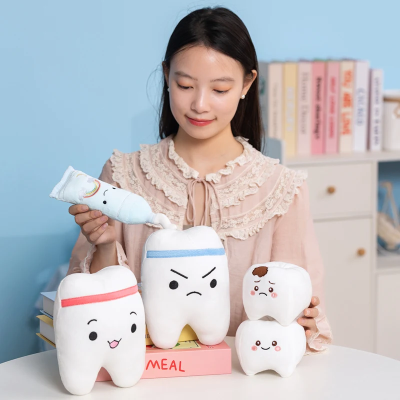 Creative Cute Mini Teeth Plush Doll Toothpaste Toothbrush Teeth Oral Cleaning Healthy Plush Toy Home Bath Decor Gift For Kids