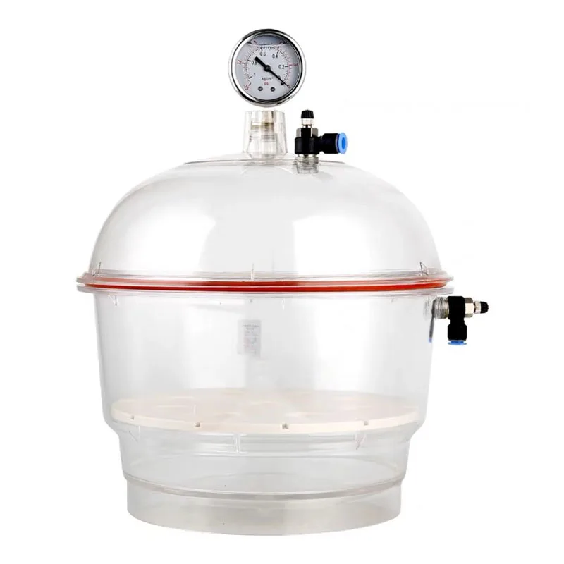 

PC150-2 150MM Polycarbonate Plastic Vacuum Dryer Laboratory Dryer Transparent Vacuum Drying Kettle Double Valve Pressure Gauge