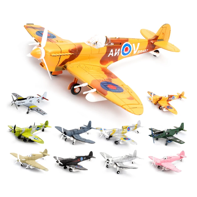 1/48 WW2 P51 BF109 Hurricane Spitfire Fighter Military MUSTANG Fighter 4D assemblare modello aereo plastica Puzzle fai da te regali giocattolo