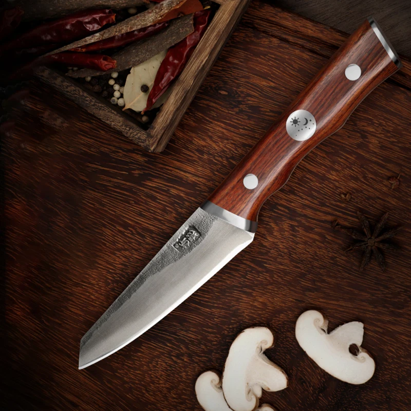 

5 Inch Utility Knife DC53 Mold Steel Blade Wood Handle Cleaver Paring Slicing BBQ Steak Peeling Kiritsuke Handmade Kitchen Knife