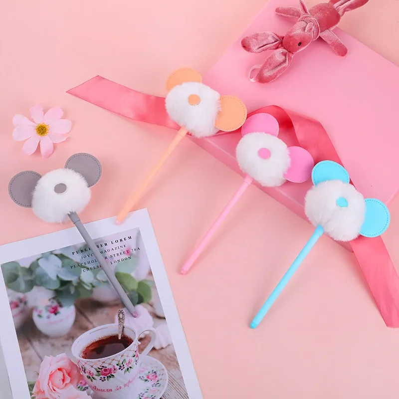 

20 шт., свежая и милая шариковая ручка с сердечком для девочек, маленькая мышь, нейтральная ручка для волос, студенческая креативная шариковая ручка с водой