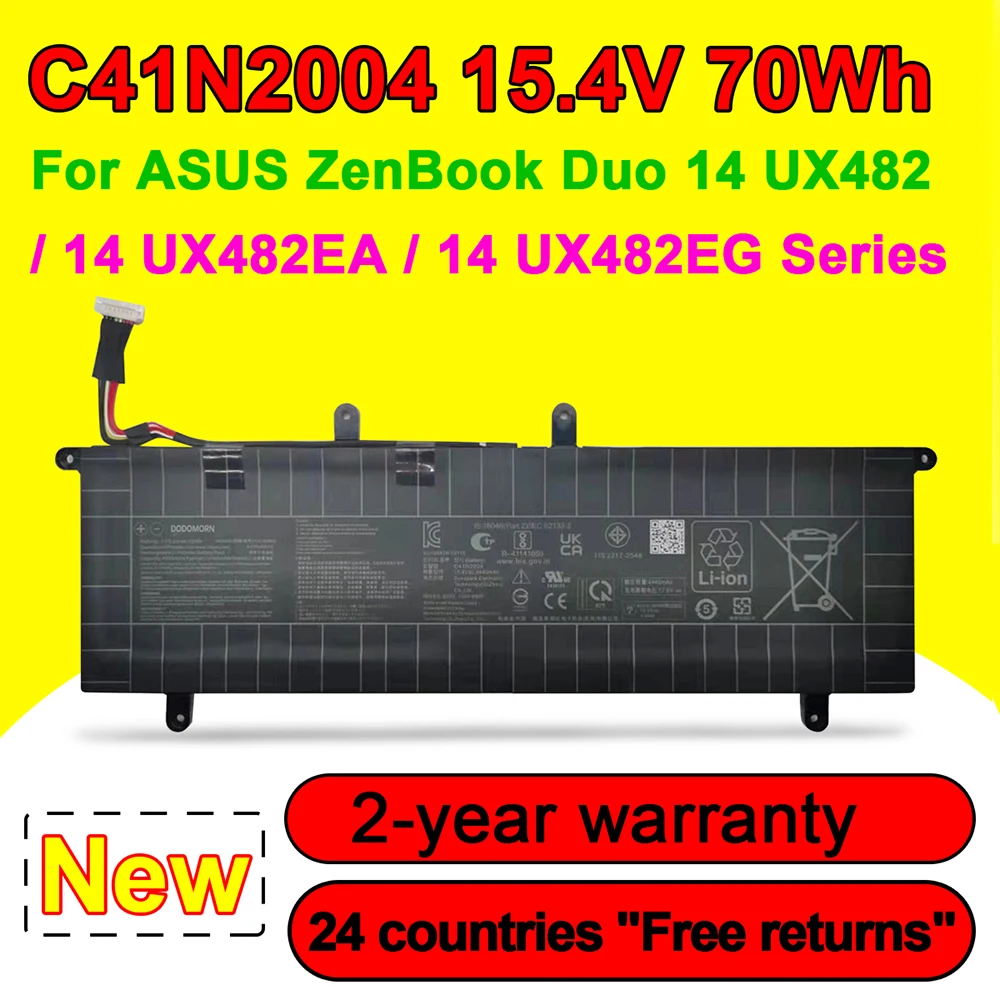 C41N2004 Laptop Battery For ASUS ZenBook Duo 14 UX482 UX482EA UX482EG Series 15.4V 70Wh 4550mAh High Quality Fast Shipping