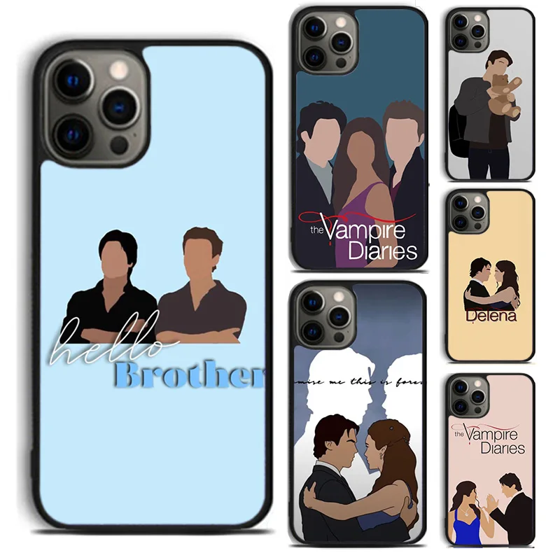 Damon Elena The Vampire Diaries Phone Case Cover for iPhone 16 15 SE2020 14 13 11 12 Pro Max mini XS XR X PlusS Fundas Coque