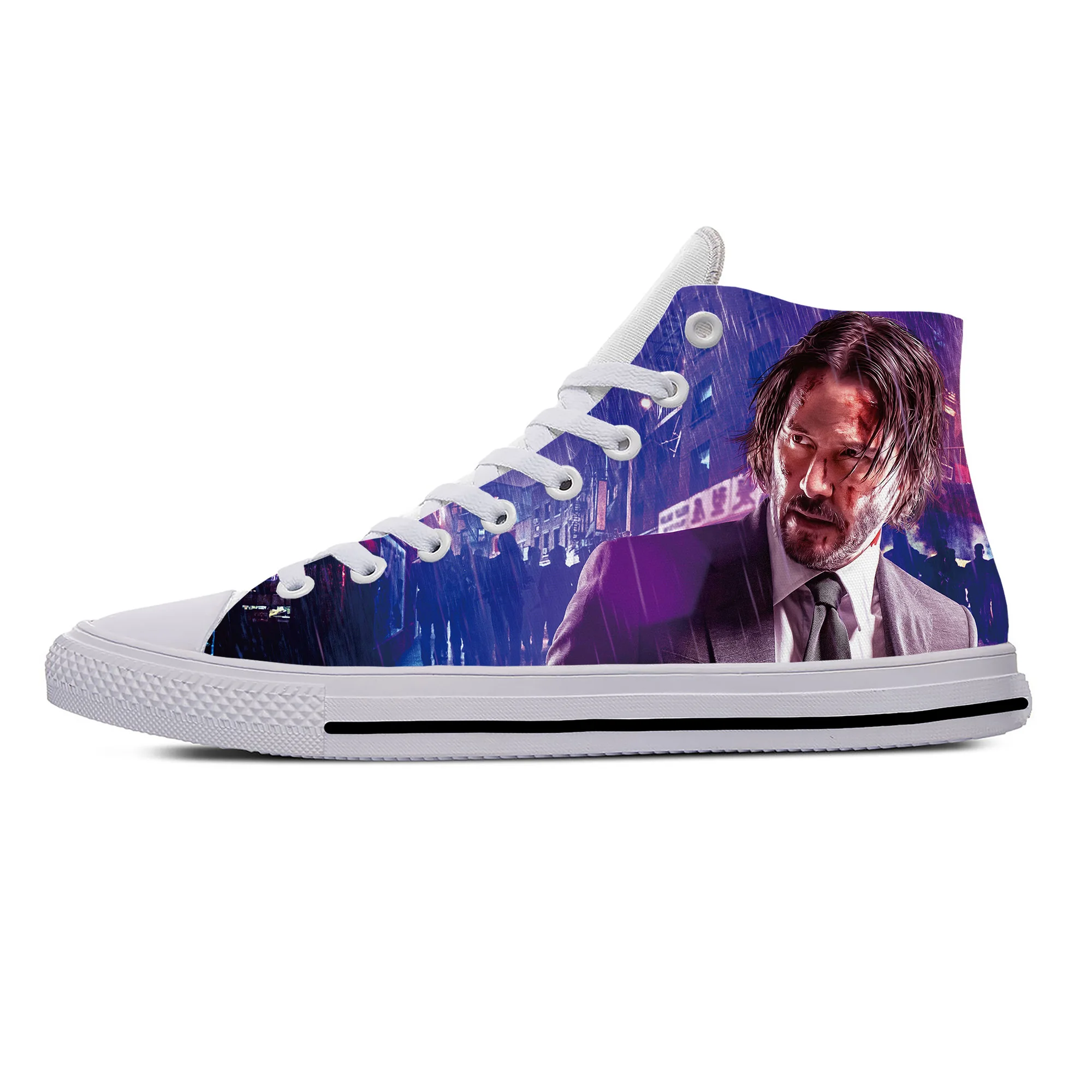 Movie Anime Cartoon John Wick Keanu Reeves Funny Casual Cloth Shoes High Top Lightweight Breathable 3D Print Men Women Sneakers