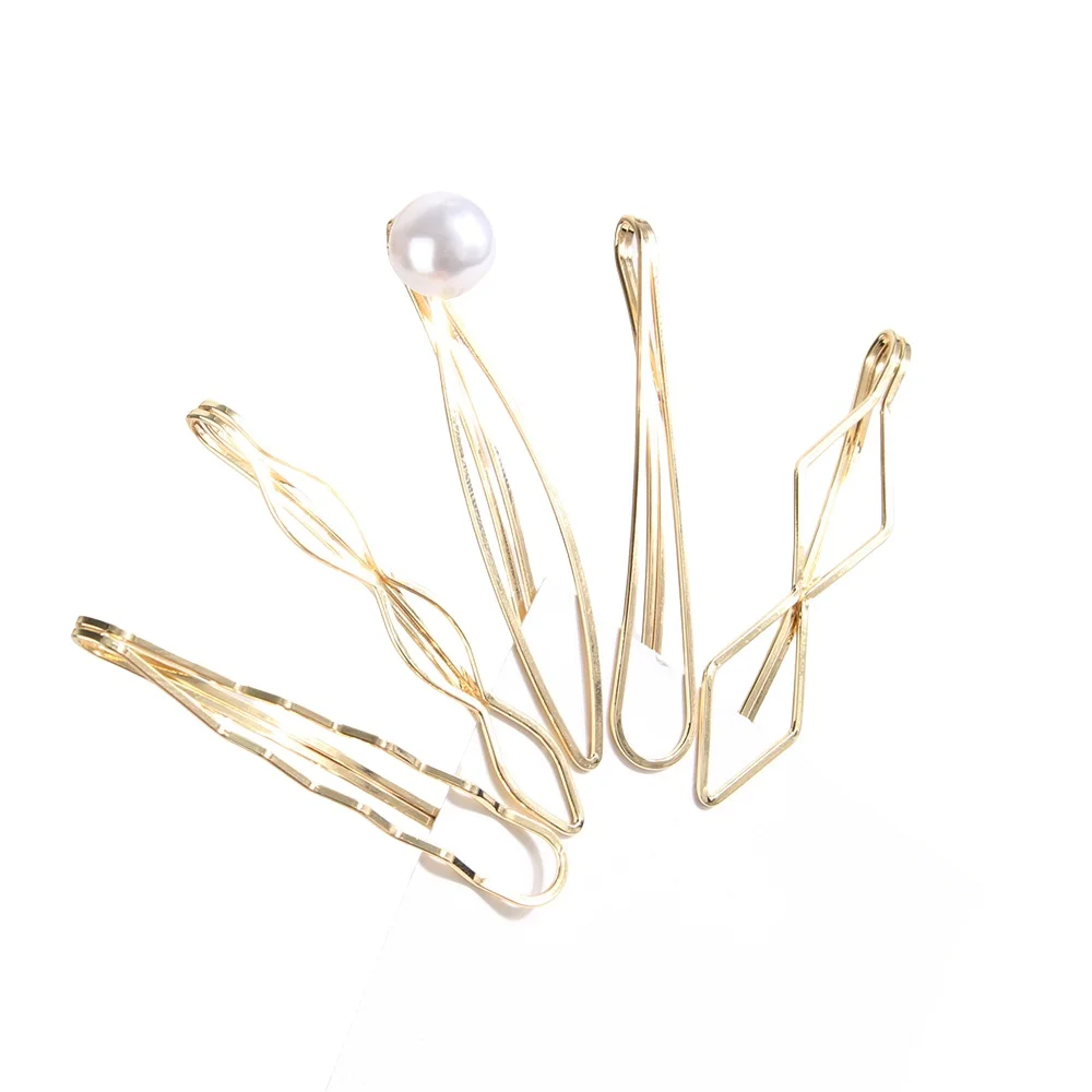 

5PC Gold Color Hair Clip Bobby Pins Wavy Fashion Hairpins Metal Barrettes Invisible BB Clip Wave Hairgrip Hair Clips Accessories