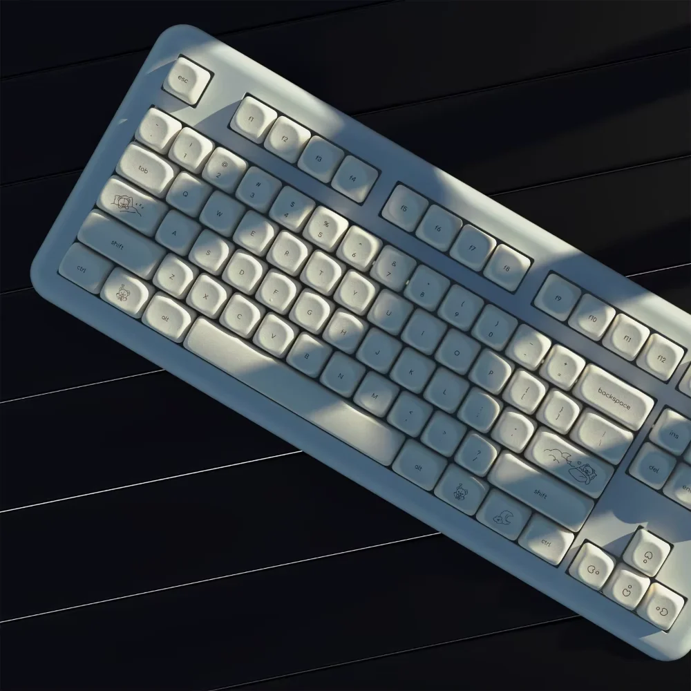 귀여운 곰 MOA 키캡 세트, PBT 125 키, 작은 글꼴, 밀크 화이트, MX 스위치 60, 84, 90, 104/108 레이아웃 기계식 키보드