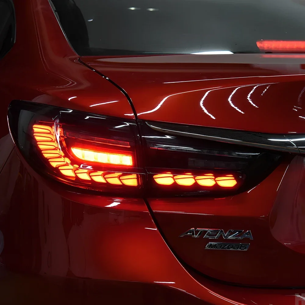 Модифицированные автомобильные задние фонари в сборе для Mazda Atenza 2014-2019, светодиодный автоматический задний фонарь, обновленный динамический дизайн с чешуей дракона, аксессуары