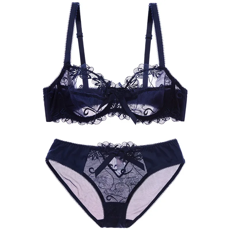 Women Lace Lingerie Set Elegant Sexy Bra Set See Through Underwear Ventilate Ladies Bra and Panty Set