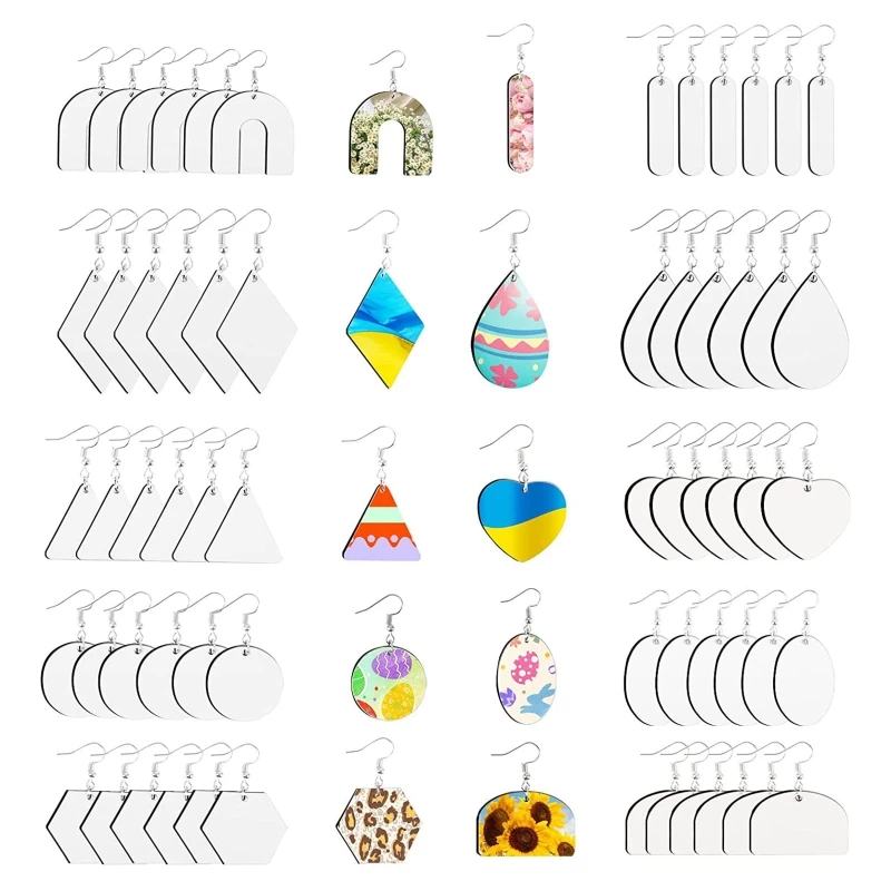 

60Pcs Sublimation Blank Teardrop Earring Pendant Valentine's Day Women DIY Earring Project Heat Transfer Unfinished Wood Earring