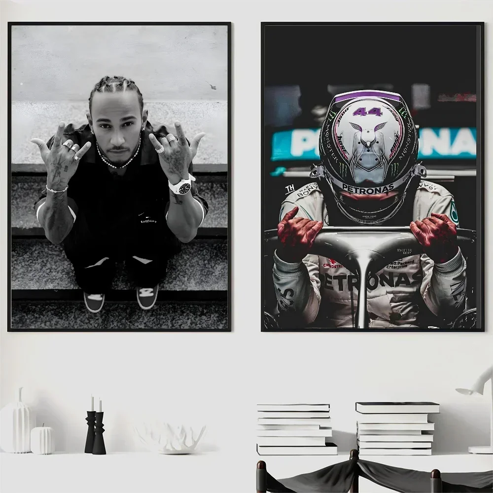 F1 بطل السباق الأسطوري شخصية L-Lewis هاميلتون المشارك ذاتية اللصق الفن ورق مقاوم للماء ملصق مقهى غرفة البار
