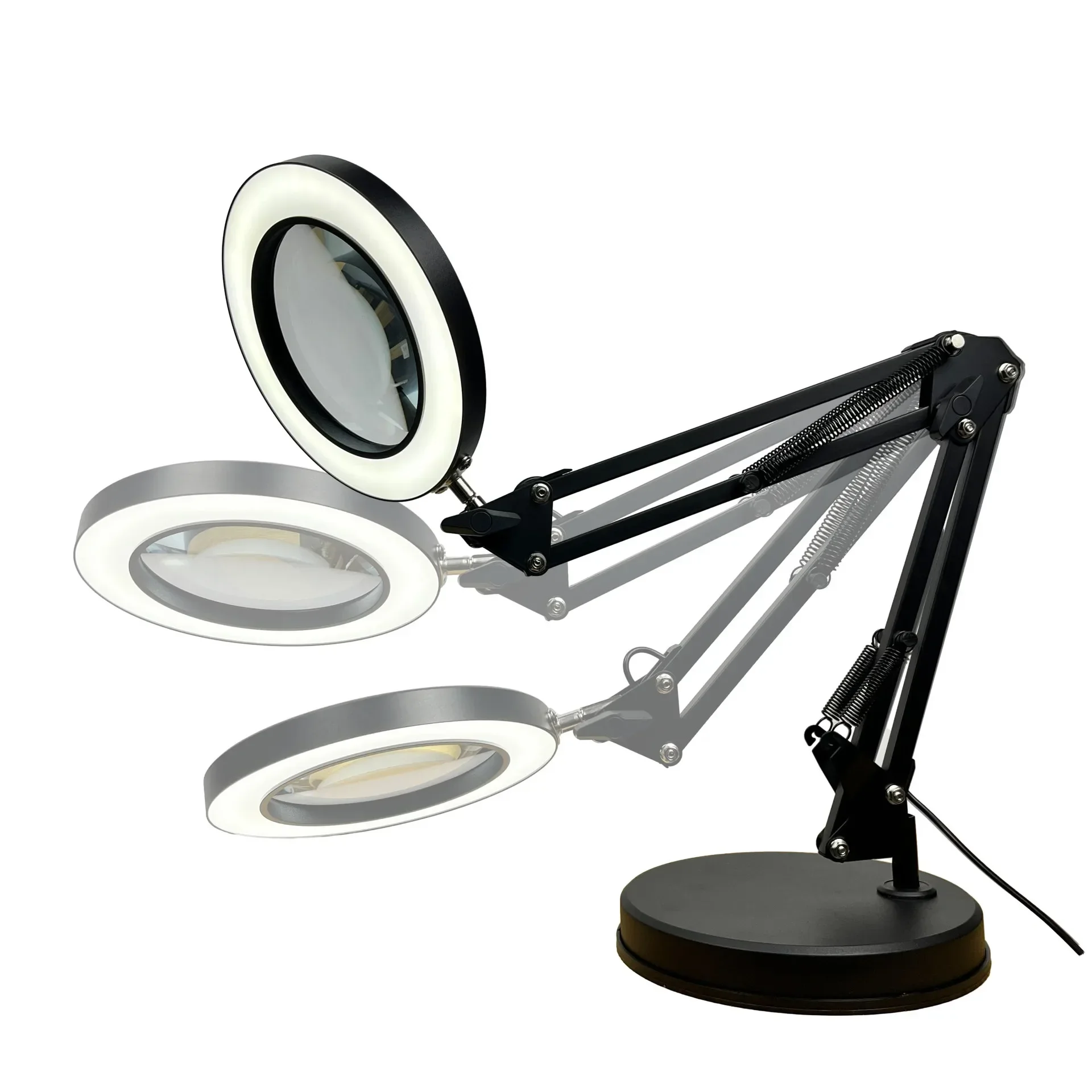 Loupe de bureau pliable avec lumières LED, loupe USB avec base pour la lecture, la réparation, le soudage, la lampe de bureau