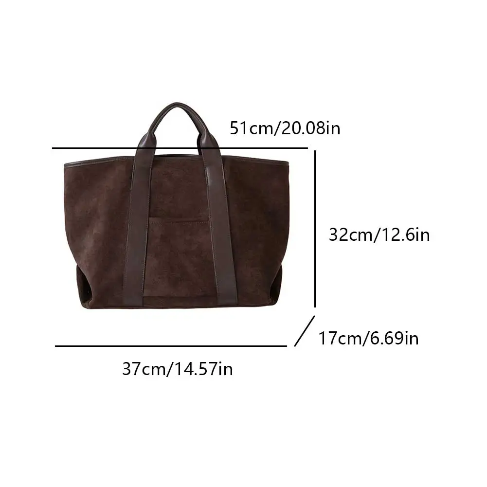 

Shoulder Bag Suede Vintage Tote Bag for Women Large Capacity Satchel Bag Simple Commute Bag Shopping Bag