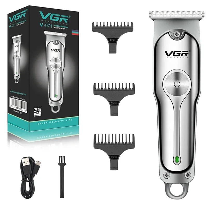 VGR 071 Hair Trimmer Professional Hair Clipper Rechargeable Hair Cutting Machine T-Blade Cordless Portable Trimmer for Men